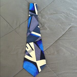 Geometric Blue and Black Men's Tie